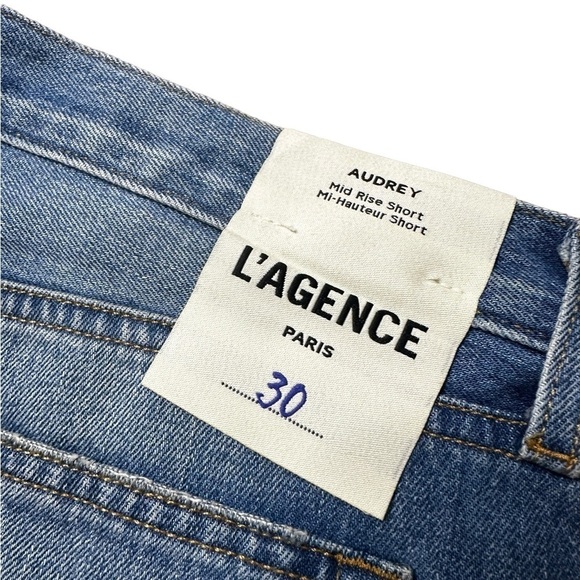 L’AGENCE Audrey Mid Rise Cut Off Jean Shorts - Picture 4 of 8